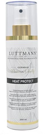 LUTTMANN® Heat Protect Spray 200 ml – Hitzeschutzspray mit Bio - Arganöl für Extensions, Perücken, Haarteile & Eigenhaar – Made in Germany