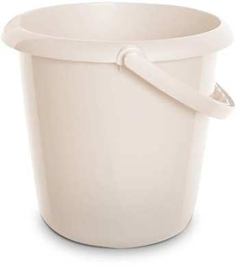 Handy Builders Buckets Heavy Duty Cream Bucket With Handle & Pouring Spot 10L Bath Bucket Flexi for Home Laundry Garden General Purpose