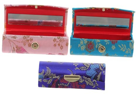DECORNIJIA Boite à Maquillage Élégante en Plastique Fermeture Ferme, Trousse à Rouge à Lèvres pour Femme, 3pcs, pour Rangement Maquillage Paquet à Main Style Aléatoire