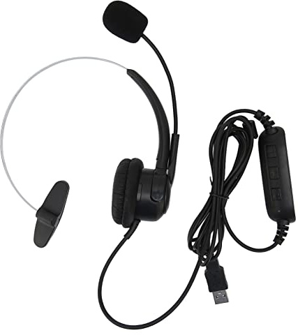 SparkFeng Cuffie USB con microfono con cancellazione del rumore, cuffie per call center per riunioni di lavoro, cuffie professionali da ufficio con controllo del volume, cavo da 2,1 m per