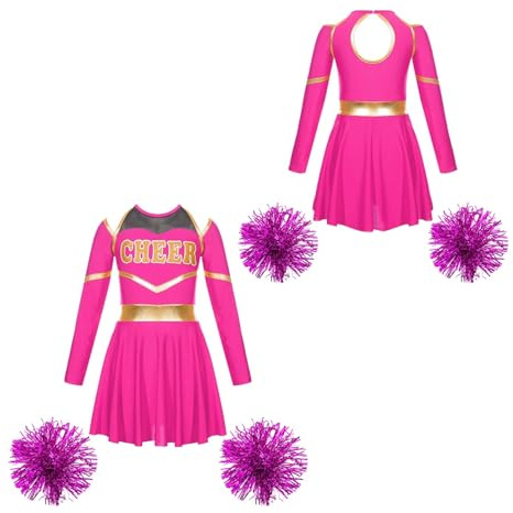 Cheerleading-uniform, Flickor Cheerleading Uniform Klänning Set med handblommor i flerfärgad for flera storlekar
