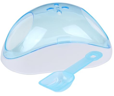 OHPHCALL Bain de Sable pour Chinchilla et Hamster avec Pelle Bac Plastique Demi-Transparent pour Petits Animaux Portable et Antiretournement Couleur Bleu Ciel Accessoire Couleur Aléatoire
