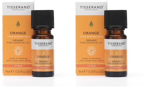 Tisserand Aromatherapy,Orange - Organic Essential Oil,Massage Oil, Aromatherapy Oil, Skin Oil, Oil for Diffuser,100% Pure Essential Oil - 9ml (Pack of 2)