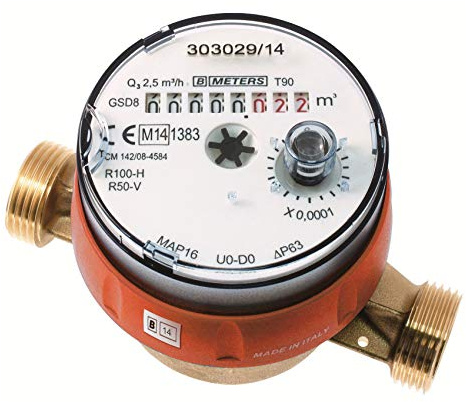 Sferaco - Compteur d'eau divisionnaire - Compteur divisionnaire eau chaude pré-équipé télérelevage - Écartement 110 mm - 3/4 (20/27) -