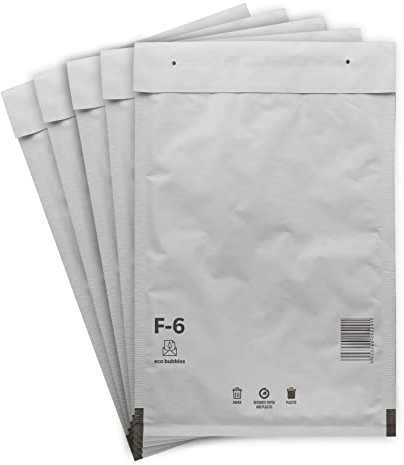 100 Versandtaschen Luftpolsterumschläge haftklebend Luftpolsterversandtaschen Luftpolstertaschen Gr. F/6 F6 weiß (240mm x 350mm) Umschläge gepolstert Polsterumschlag Taschen