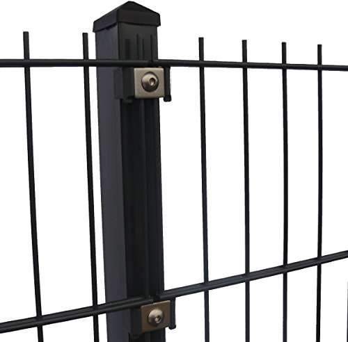 Doppelstabmattenzaun Höhe 1,83 m komplett Set 10 bis 40 m Anthrazit + Moosgrün (10 m, Anthrazit RAL 7016)