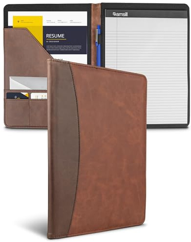 Samsill Two-Tone Padfolio, Resume Portfolio, Business Portfolio, with 8.5 x 11 Writing Pad, Brown and Dark Brown