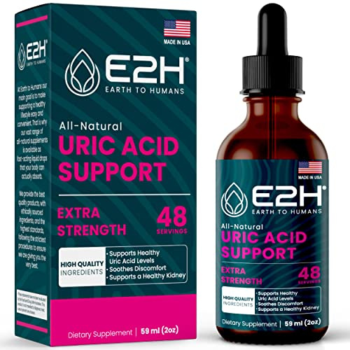 E2H Uric Acid Support Supplement - Tart Cherry and Devil’s Claw - Supports Uric Acid Health and Kidney Function Non-GMO - Vegan - 2 Fl Oz