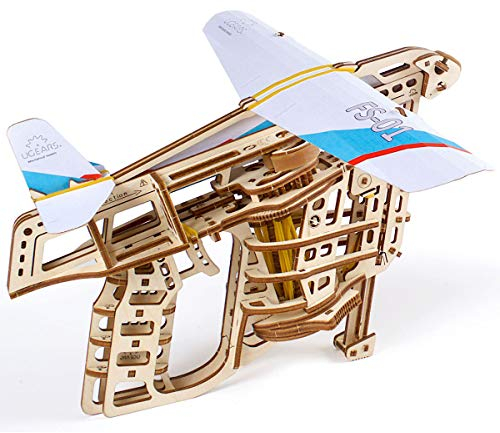 UGEARS Flugzeug-Starterrampe 3D Modellbausatz - Modellbaukästen für Erwachsene Jugendliche - Lasergeschnittener 3D Puzzle Holzbausatz Kreatives 3D Holzpuzzle Erwachsene Modellbau Set ohne Klebstoff