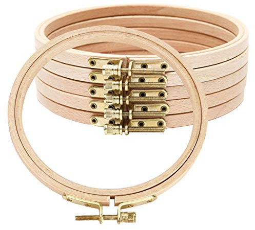 Hodeacc 6 Stück 12,4 cm Mini-Holz-Kreis, Stickrahmen, Kreuzstich, Ring für Heimwerker, Kunst, Handwerk, handliches Nähen