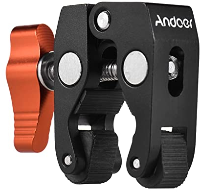 Andoer Super Clamp Stativ Klemme Krabbenzange Clip mit 1/4 & 3/8 Schraubenloch für DSLR Rig LCD Monitor Studio Licht Kamera Magic Arm, Orange