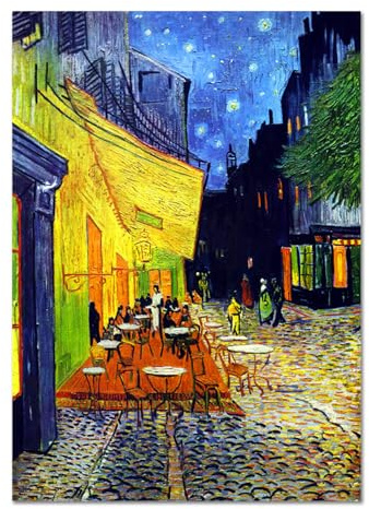 Giallobus - Quadro - Vincent Van Gogh - Terrazza di un caffè di notte - Vetro acrilico - 50x70 - Pronto da appendere - Quadri moderni per la casa