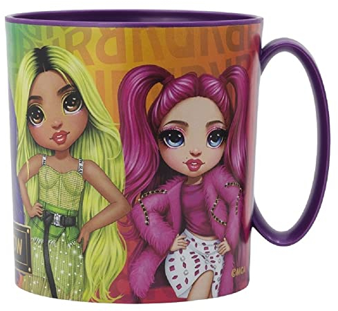 ALMACENESADAN, 2065. Tasse en plastique réutilisable adaptée au micro-ondes, sous licence RAINBOW HIGH, sans BPA et capacité de 350 ml