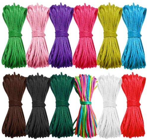 Schnur für Armbänder 12 Farben Nylonfaden Basteln bänder Makramee Armbänder 120m Kordel 2mm für Bunte Armbändern Ideal für DIY Projekt Mädchen Kinder Herren Gewebte Nylonschnur Armbänder Selber Machen