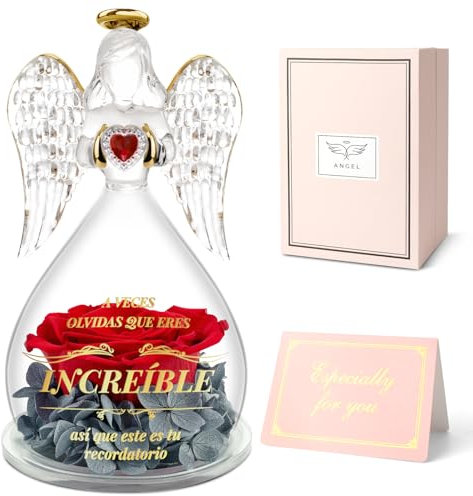 Miofula Regalos Originales para Mujer, Rosa Eterna Ángel Regalo Cumpleaños Mujer, Regalo Inspirador para Amiga, Madre, Abuela, Hermanas, Flores Eternas con Figura Ángel Regalo Navidad(Eres Increíble)