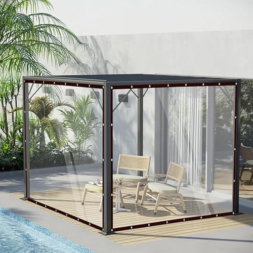 Telone con occhielli, trasparente con occhielli, telo di copertura in PVC, impermeabile, protezione solare, per balcone, giardino, serra (2 m x 3 m)
