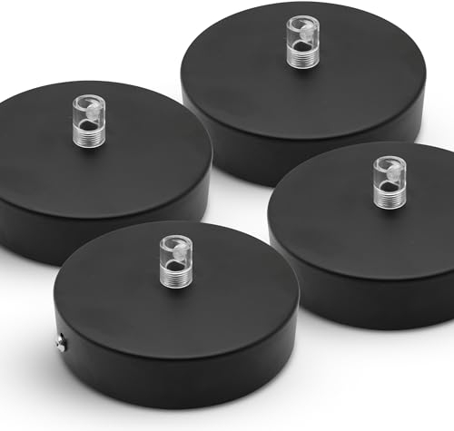 DOJA Barcelona | Deckenlampen Baldachin | Schwarz | 4 Stück Packung | Lampenbaldachin 100x25mm | Deckenrosette | Metall Deckenbaldachin | Deckenlampen Zubehör, Schlafzimmerdekoration, Kabelabdeckung