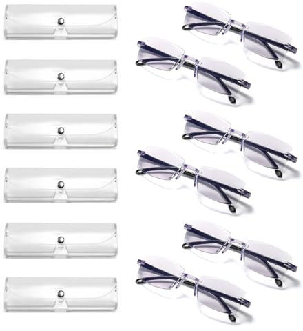Autozoom-Lesebrille, Zoom Brille Intelligente Zoom Lesebrille Autozoom-Brille für Presbyopie Kommt mit 6-Teiligem Brillenetui Geeignet für Männer und Frauen Strahlungssichere Dekoration(6PCS)