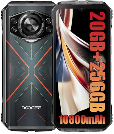 DOOGEE S Cyber Rugged Smartphone Android 14, 10800mAh Battery Rugged Phone & 20GB+256GB, 50MP AI Cameras, 6.58''FHD+ 2.4K IPS, IP68/69K Waterproof, Dual SIM / 5G WIFI/Face Unclock/GPS/NFC
