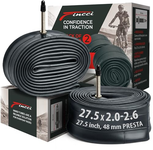 Fincci Bici Camera d'Aria 27.5 x 2.10 x 2.2x2.3x2.35x2.4x2.5 x 2.6 Pollici - Coppia Cameras d Aria MTB 27.5 con Valvola Schrader 48mm - Camere per Elettrica Pieghevole & Mountain & Da Corsa Bicicletta