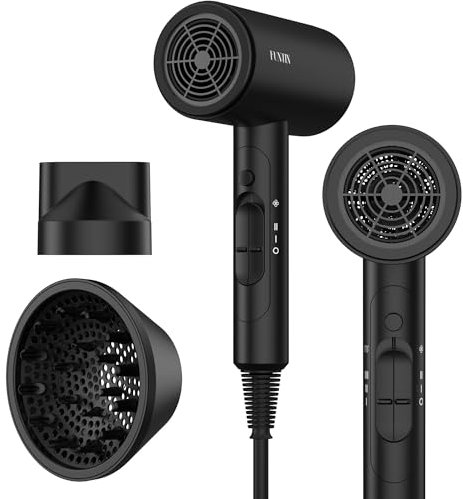 FUNTIN Hair Dryer with Diffuser Ceramic Heat Ionic Hair Dryer Blow Dry for Women Full Size 2000W