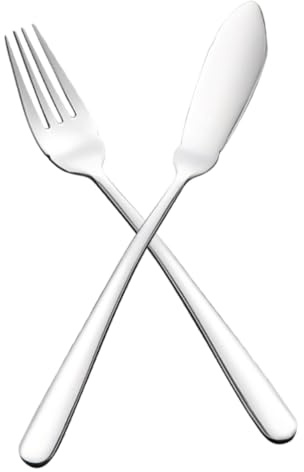 Zerodeko Juego De Vajilla De Acero Inoxidable 2 Piezas, Cuchillo y Tenedor Para Pescado, Kit De Cubiertos De Metal, Apto Para Uso Hogar, Restaurante y Buffet