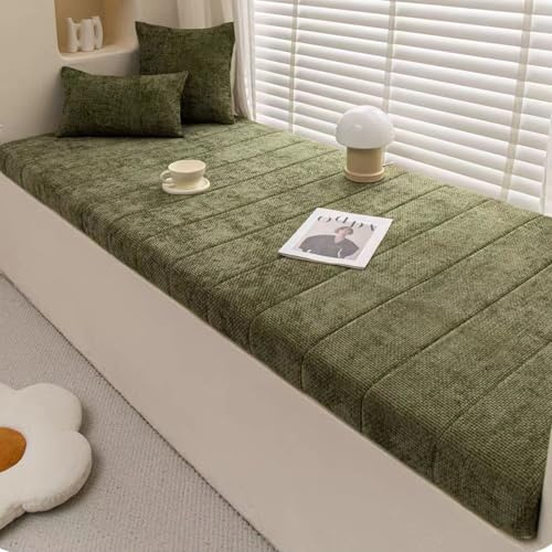 WLXFF Cuscino per Panca da Esterno, Cuscino Panca Esterno, Cuscino per Panca, Cuscini per panche Velluto Premium, Caldo e Confortevole, Antiscivolo, Fodera con Cerniera Rimovibile,Verde,120x40cm