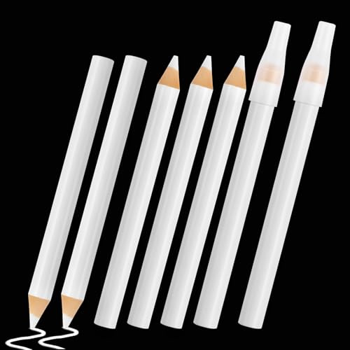 CHUJIANMORUI 7 Pcs White Fabric Pencil with Protective Caps, Sewing Chalk Pencil for Fabric Marking, Tailors Markers for Dressmaking and Quilting, Precision White Chalk for Sewing and DIY Crafting