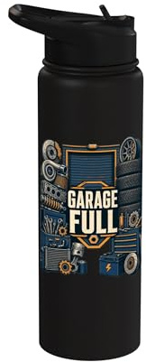 Garage Full Car Parts Mechanic Auto Enthusiast Stainless Steel Insulated Water Bottle
