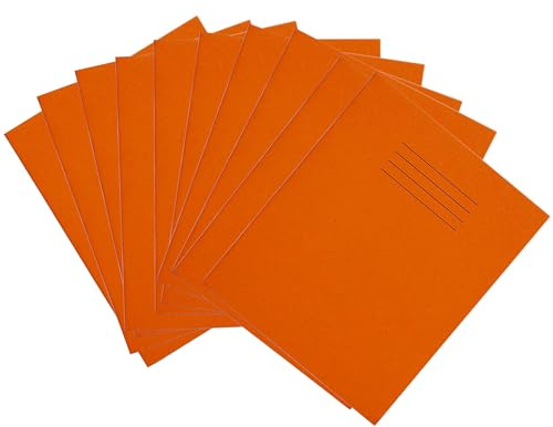 Rhino 8 x 6.5 Exercise Books, 48-Page / 7mm Squared Paper Notebook, 10-Pack, Writing Book, Office & School Stationery Supplies, Orange