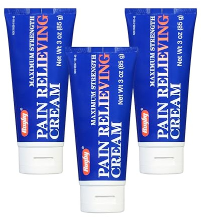 Rugby Maximum Strength Pain Relieving Cream - Made with Menthol and Methyl Salicylate - Offers Temporary Joint and Muscle Soreness Relief - 3 Oz. (3 Pack)