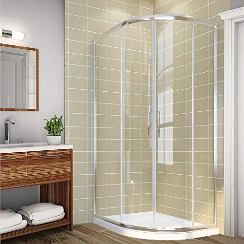 ELEGANT 1000 x 800 mm Right Quadrant Shower Enclosure 6mm Sliding Glass Cubicle Door with Tray + Waste