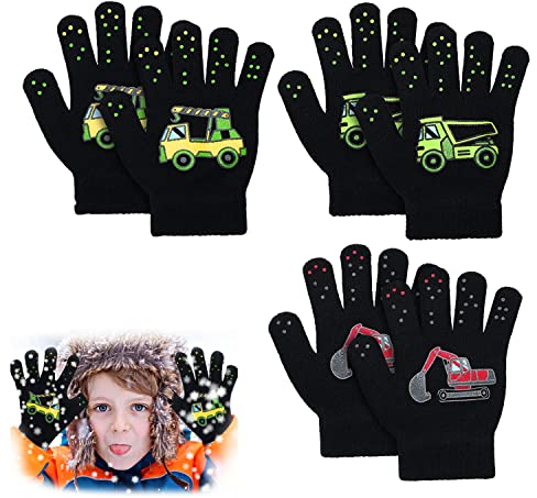 3 Paar Warme Strickhandschuhe,Stretch Vollfinger Handschuhe,Kinderhandschuhe Vollfinger,Strickhandschuhe Kinder,Zauberhandschuhe Kinder,Unisex Kinder Winterhandschuhe,Handschuhe Kinder Stretch