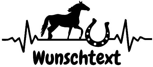 KLEBEKÖNIG Pferd Herzschlag Wunschtext Autoaufkleber Pferdekopf Sticker für Auto Anhänger LKW Pferdemotiv Deko Aufkleber Vinyl Autoaufkleber