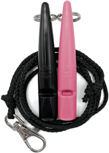 ACME Hundepfeife No. 211,5 mit Pfeifenband | Im Doppelpack | 2 Pfeifen inklusive 2 Bänder | Ideal für den Rückruf - Laut und weitreichend (Black + Honeysuckle)