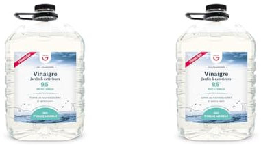 Vinaigre Blanc 9.5° 5 Litres - Idéal en Utilisation Désherbant & Ménager – Anti-Calcaire Efficace & Naturel (Lot de 2)