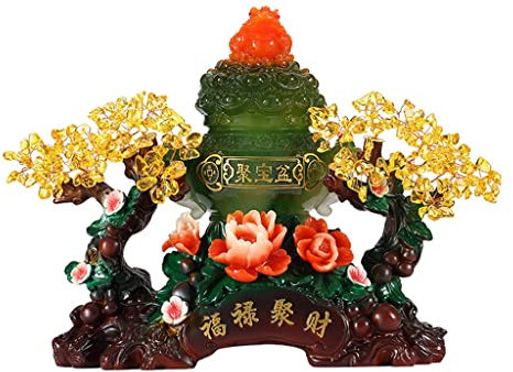 Arbre en Cristal d'argent, Gourde Porte-Bonheur, Imitation de Jade, Citrine, Arbre de Fortune, Bureau, Magasin, déménagement et Cadeau d'ouverture, 30 cm, Arbre Feng Shui (Couleur : A)