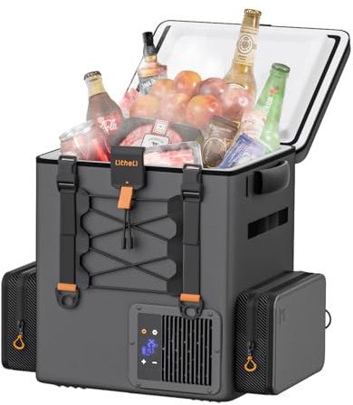 LiTHELi FrozenPack Nevera portátil eléctrica para Coche 20L, 12/24V DC 100-240V AC Nevera de Mochila para Camping, Viajes, Autocaravana, 15 Minutos de enfriamiento rápido, sin batería