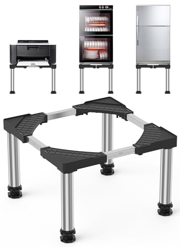 DEWEL Mini Base de Réfrigérateur Support Électroménager Réglable Hauteur 33-36 cm, Base de Lave-vaisselle 45-67 cm avec 4 Pieds Robustes, Charge 200 kg pour Sécheuse armoire de Réfrigérateur Noir