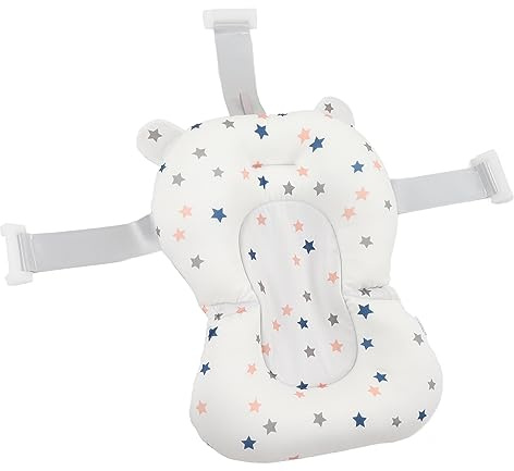 Ejoyous Baby Bath Seat Support Net, Infant Newborn Bath Seat Cushion Non Slip Adjustable Safe Comfortable Baby Shower Bathtub Supporter for 0 to 6 Months (White Stars)
