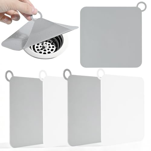 4-Pack Silicone Shower Drain Cover, 6x6 Inch Flat Floor Drain Cover