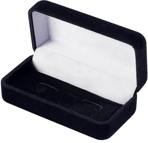 Beebeecraft Cajas de Terciopelo para Gemelos Tamaño Pequeño Rectangular Color Negro para Exhibir Joyas Sujetar Clips de Corbata Ideal para Bodas Regalos Del Día Del Padre para Hombres.