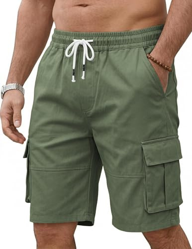 Volemo Short Cargo Homme Bermuda Élastique Multi Poches Taille Confortable Travail Outdoor Loisirs