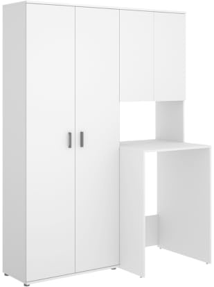 DEKIT - Conjunto DE Armario ESCOBERO Y Mueble para Lavadora con ALTILLO 190x141,3x62cm