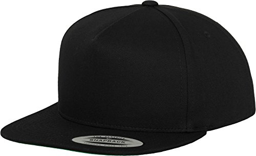 FLEXFIT Cappellino Snapback, Cappellino da Baseball Snapback Cap, Berretto da Baseball Classico con Fodera Frontale, Cotone Twill, Nero, Unisex, Taglia Unica