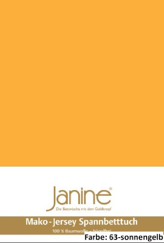 Janine Spannbettlaken Jersey 5007, Gr. 150x200 cm, Fb. 63 Sonnengelb, Mako-Feinjersey