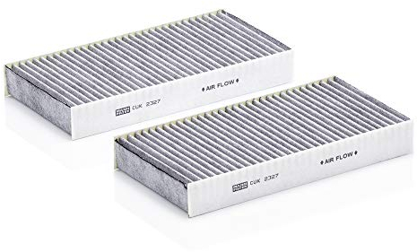 MANN-FILTER CUK 2327-2 Innenraumfilter/Kabinenluftfilter - Pollenfilter mit Aktivkohle - (2er Set) für Pkw + Transporter