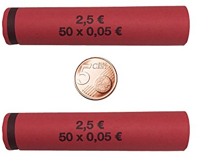 3714 Münzhülsen vorgefertigt und gerollt - 5 Cent (2000 Stück)