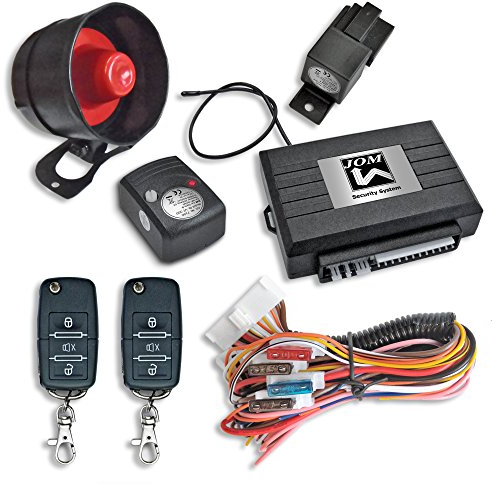 JOM 7106 Alarmanlage Universal mit Funkfernbedienung und ZV-Ansteuerung, Erschütterungssensor, Klappschlüssel-Handsender