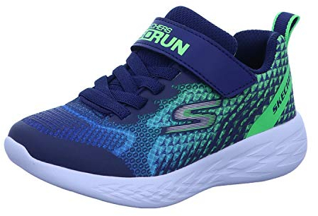 Skechers Jungen Go Run 600 Baxtux Sneaker, Navy Mesh Navy Synthetic Lime Trim, 29 EU